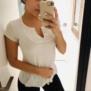 White Shirt Sleeve Linen Style Blouse